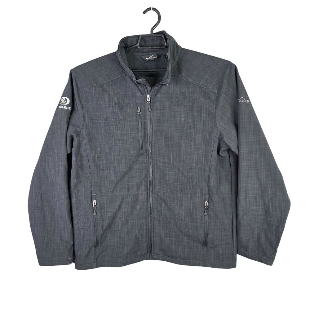 Mens Eddie Bauer Gray Full Zip Jacket 100% Polyester Dolese Fleece Lining XL